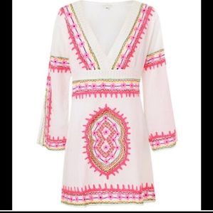Neon Embriodered South Beach Coverup Dress
